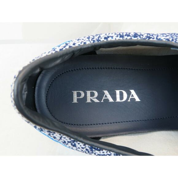 NIB PRADA 2EG272 BLUE FABRIC TRAINERS KNIT LOGO LACE UP SNEAKERS 8 US 9 ITALY - Picture 9 of 12
